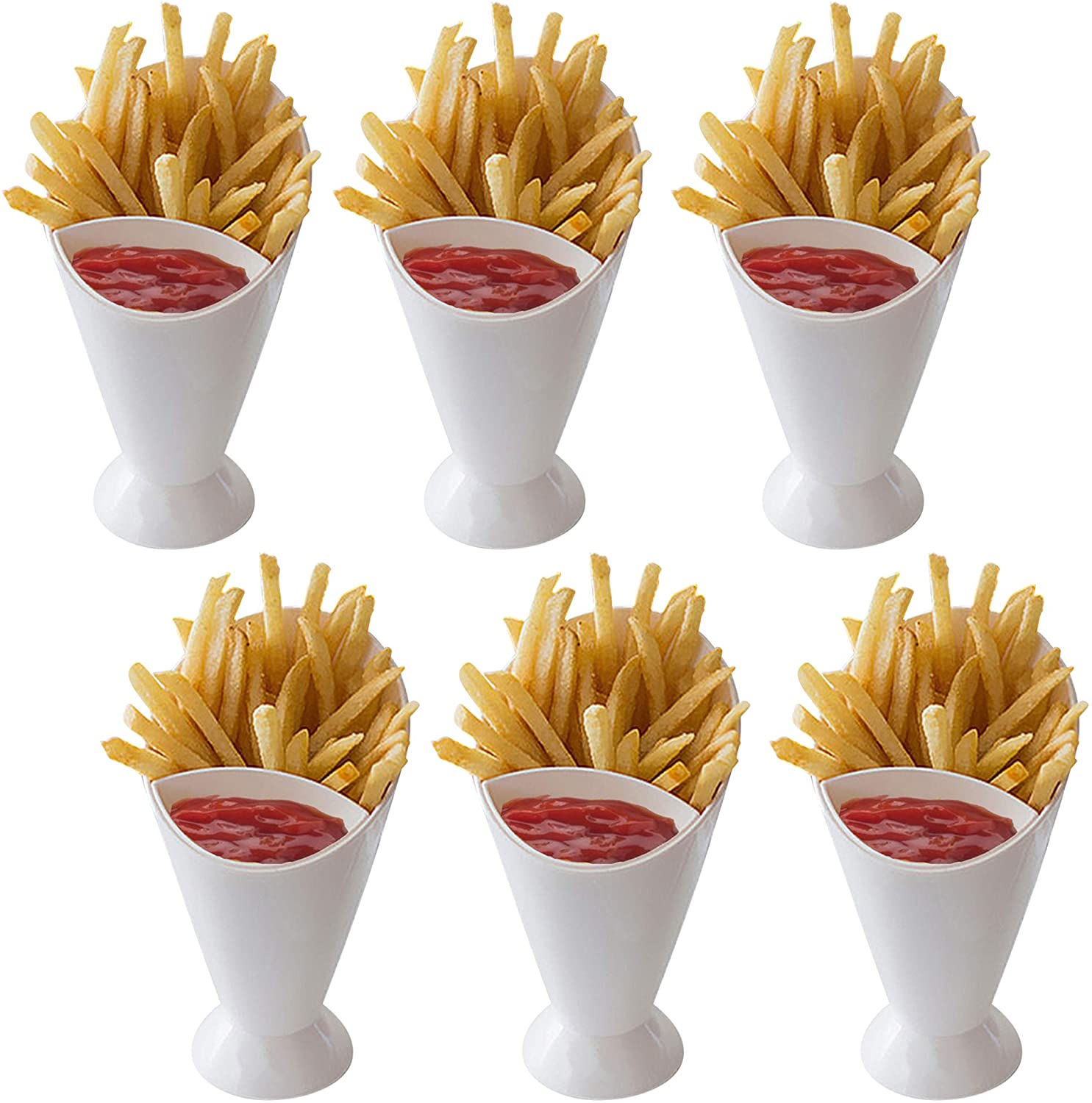 Chips French Fries & KetchUp Dipper Snack Holder Basket Stand Cones 2 Section UK Chips French Fries & KetchUp Dipper Snack Holder Basket Stand Cones 2 Section UK